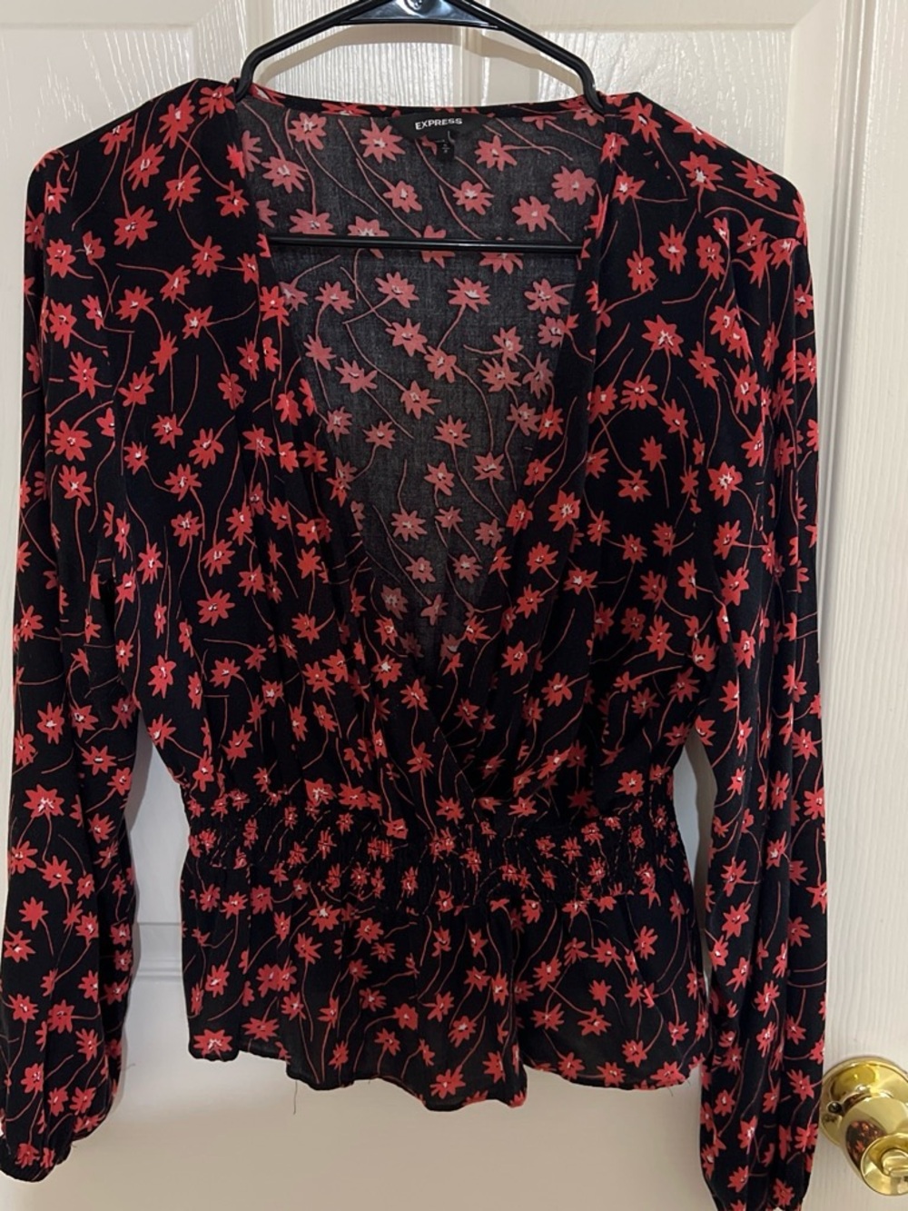 Express Floral Knit Sweater in Black and Pink